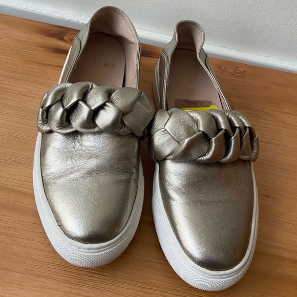 Rachel Zoe Burke Gold Metallic Braided Sneaker - Picture 4 of 11